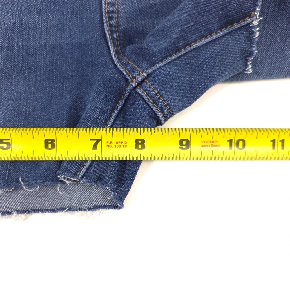 American‎ Eagle Womens Shorts Super Hi-Rise Jegging 2 Long Blue Raw Hem Denim